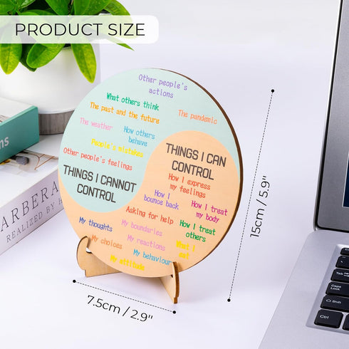 Feelings Wheel Therapy Office Desk Decor, Double Sided Mental Health Emotions Chart with Stand