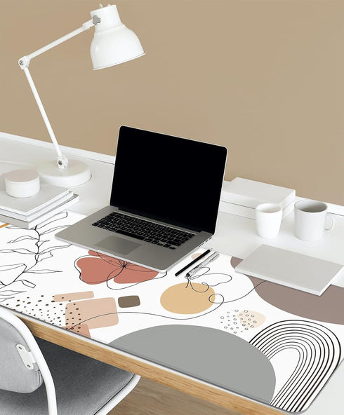 Mats on Top of Desks, Large Cute Mousepad, Boho Mouse Pad, Abstract Mid Century Modern Tropical Office Supplies