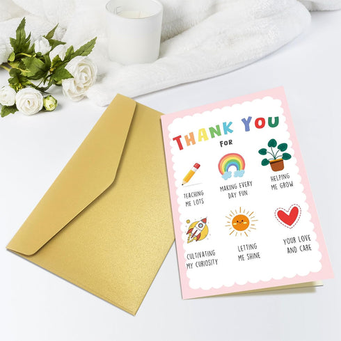 Obbyidk Cute Teacher Thank You Card from Kid Student, Funny Appreciation Card for Nursery Teacher, Preschool Teachers