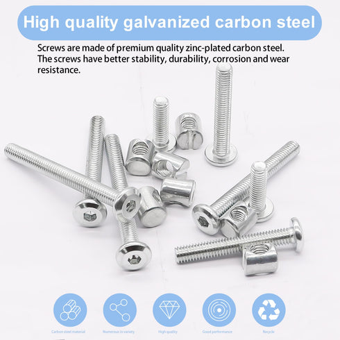weideer 30sets M6x20/30/40/50/60mm Crib Screws Hardware Replacement Kit Baby Bed Frame Bolts Hex Drive Socket Cap