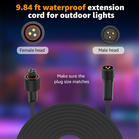 Norward IP68 H705A H705B H705C H706A H706B H706C H7067 10FT Extension Cable for Govee Permanent Outdoor Lights Pro