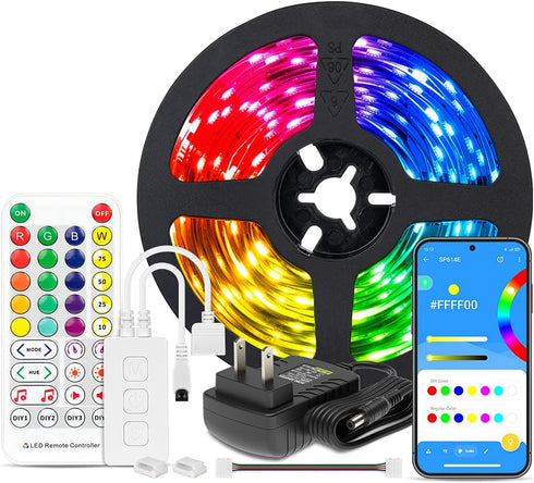BTF-LIGHTING RGBW Bluetooth Music APP 16.4FT LED Strip Lights RGB+Cool White 6000K