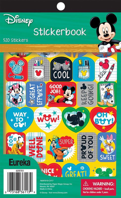 Eureka Back to School Mickey Mouse Stickers, 410 Stickers in 1 Sticker Book, 5.8'' x 9.5''