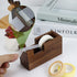 Multibey Wood Tape Dispenser for Desk - Natural Walnut Wood Desktop Tape Holder with Non-Slip Base & Tape Cutter