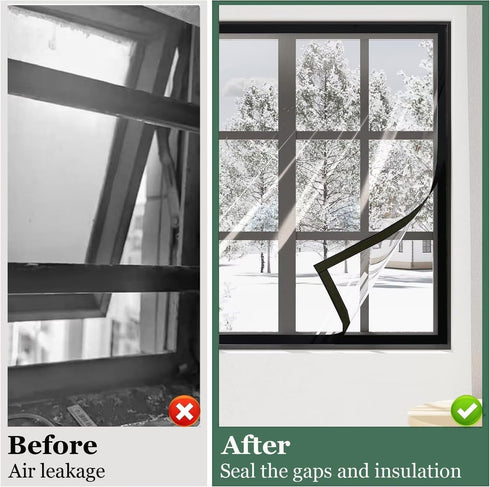 VOLLENC 125x180cm Window Insulation Kit with Magic Tape Windproof Frostproof Curtains Black Winter Window Cover