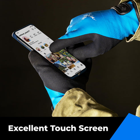 100% Waterproof Gloves for Men and Women, Winter Work Gloves, Touchscreen Thermal Insulated Freezer Gloves, Blue Medium