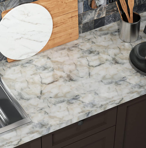 Livelynine Pacific Blue Marble Contact Paper, Self Adhesive Wallpaper for Kitchen Countertop and Bathroom