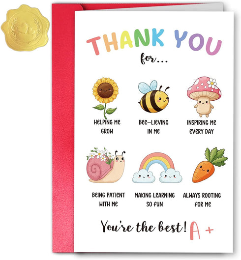 Teacher Appreciation Card, Thank You Card for Teacher from Student, Cute End