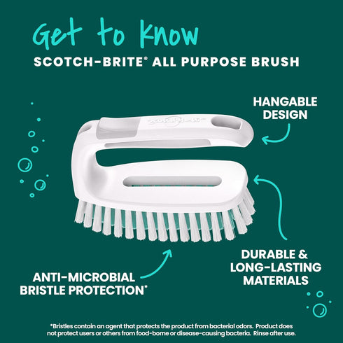 6 Count Scotch-Brite All Purpose Brush, For Tile Floors and Walls, Shower Doors, Tubs, Bathroom Fixtures, and More