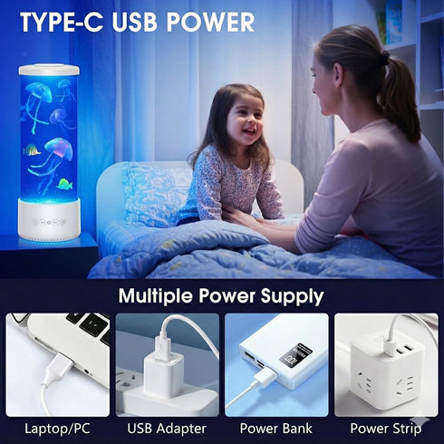 Speaker,12 Jellyfish Lamp with Bluetooth White Noise Changing Night Light,Sensory Aquarium LED Table Lamp for Autistic