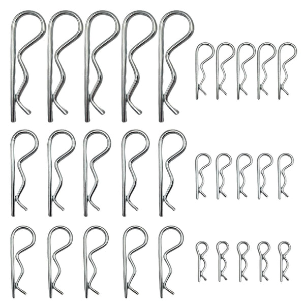 Jongdari Cotter Pins, 30 Pcs Heavy Duty Zinc Plated Spring Fastener Assortment Kit, Multiple Sizes M1.6 - M3.5, Silver