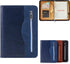 Marte Vanci A5 Padfolio with Calculator - PU Leather Business Portfolio, Zippered Folder, 6 Ring Lined Notebook, Blue