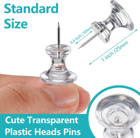 Outus 100 Pcs Giant Push Pins Large Thumb Tacks Plastic Heads 1 Inch Jumbo Push Pins for Office School Cork Board