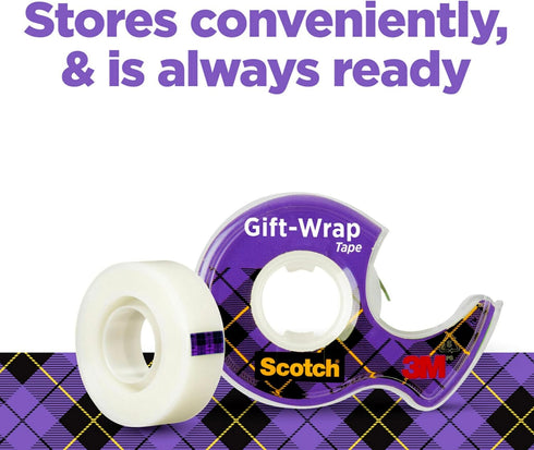 Scotch Gift-Wrap Tape, 2 Rolls, 3/4 x 600 Inches, The Go-to Tape for Holiday Gift Wrapping, Dispensered