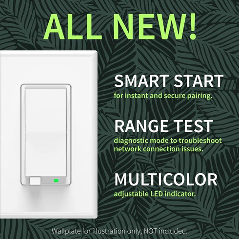 Zooz 800 Series Z-Wave Long Range S2 Dimmer Switch ZEN77, White, Simple 3-Way and 4-Way Solution, Z-Wave Hub Required