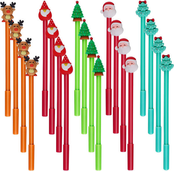 jiebor 20Pcs Christmas Gel Ink Novelty Pens - Cute Fun Bulk with Black Ink for Office Supplies