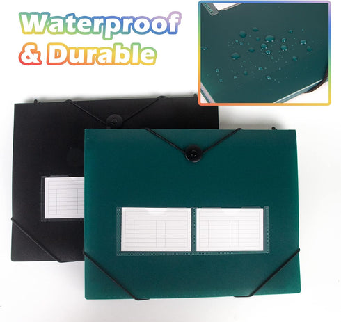Hanging File Folders Set, Letter Size, 2 Pack, 14 Pocket Plastic Expandable Folders for Receipt Organizer