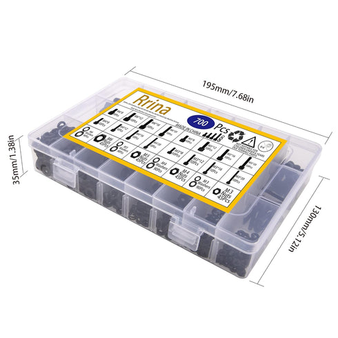 304 Stainless Steel M3 M4 M5 M6 Hex Socket Head Cap Machine Screws Bolts Nuts Washers Assortment Kit 700Pcs