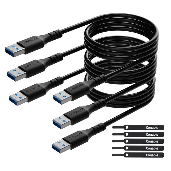 Short USB to USB Cable 2 Feet (3 Pack), USB 3.0 Male