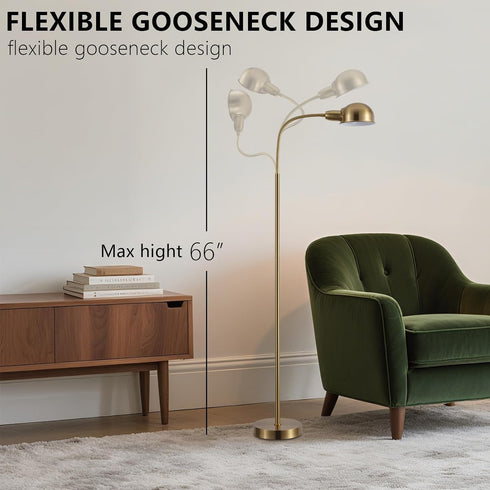 Adjustable Floor Reading Lamp Standing Lamps with Remote Control Gooseneck and Rotatable Shade, Modern for Living Room