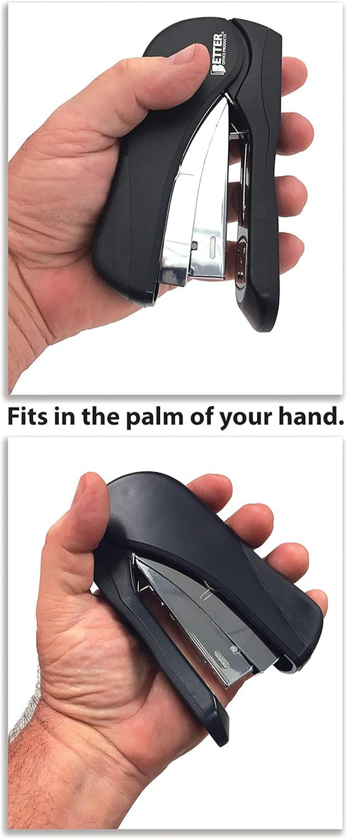 Better Office Products Heavy Duty Easy Grip Stapler, Compact Palm Size with 1,000 Regular 1/4" Staples