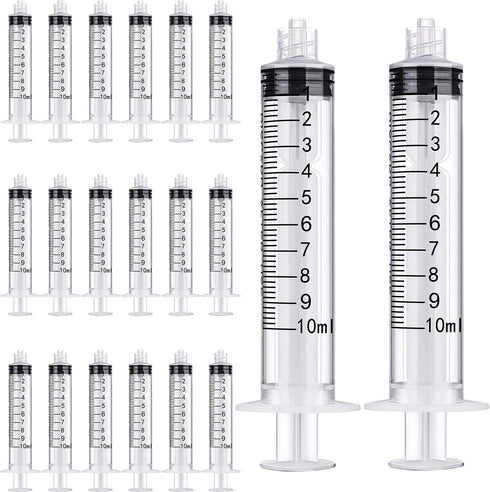 TecUnite 20 Pack Syringe Without Needle, Plastic Curved Syringes for Epoxy Resin and Craft