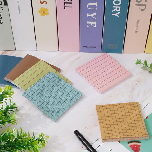 Whaline 300 Sheet Boho Lined Sticky Notes, Self Adhesive Notepads, 6 Pack for Home, School, and Office Supplies