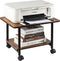 Under Desk Printer Stand, 2-Tier Mobile Printer Table with Storage Shelf, Heavy Duty Wood Rolling Cart for Home, Office