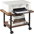 Under Desk Printer Stand, 2-Tier Mobile Printer Table with Storage Shelf, Heavy Duty Wood Rolling Cart for Home, Office