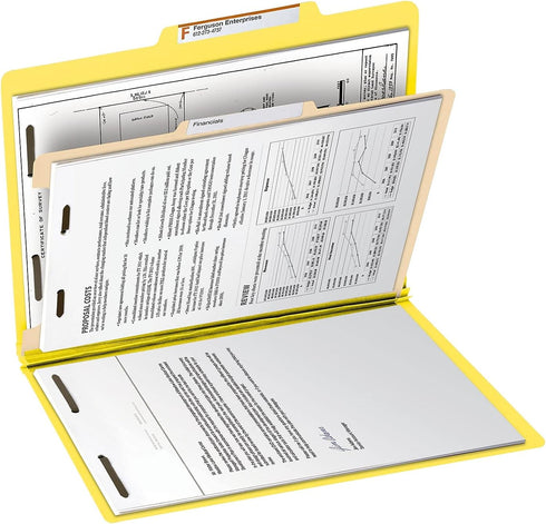 Smead Classification File Folder, 1 Divider, 2" Expansion, Letter Size, Yellow, 10 per Box (13704)