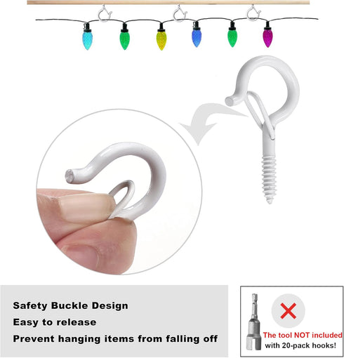 20 Pack 2.2 Inch PlusRoc Ceiling Hooks for Hanging Plants Outdoor String Lights Heavy Duty, Eye Hook Screw in Cup Hooks