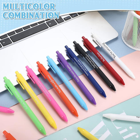 Teling 100 Pieces Motivational Pens Bulk, Inspirational Quotes Ballpoint Pens for Back to School Gifts, Black Ink Party