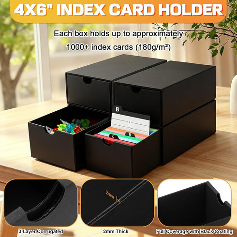 aopule 10Packs 4x6 10000 4''x6'' Index Card Box,Index Card Organizer Box with Lid,Hold Cards,Black Recipe Holder