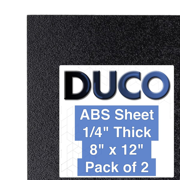 Duco ABS Plastic Sheets 1/4 Inch Thick - 8" x 12" Pack of 2 Rigid Textured Plastic Sheets for DIY Use - Black