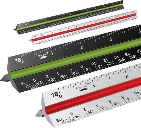 Mr. Pen- Architectural Scale Ruler, 12 Inch, 2 pcs, Black & White for Blueprints and Drafting