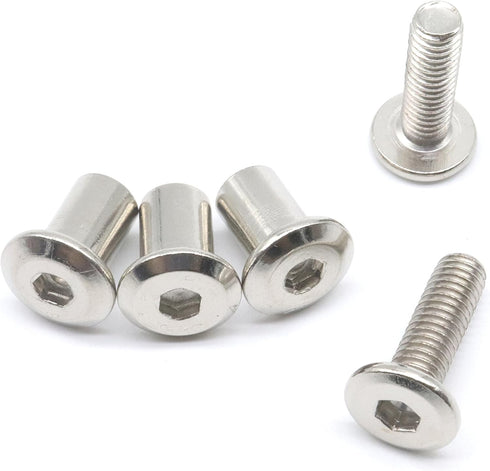 binifiMux 10-Set M6x20mm Rivet Countersunk Hex Socket Cap Bolts – Hex Head Barrel Nuts for Furnitures Cribs Chairs,