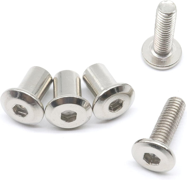 binifiMux 10-Set M6x20mm Rivet Countersunk Hex Socket Cap Bolts – Hex Head Barrel Nuts for Furnitures Cribs Chairs,