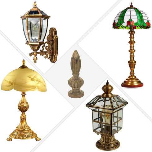 PATIKIL 23.5 73mm 1 Set (Pack 2) x Lamp Finials Caps Knob, Solid Brass Lamp Shade Top Decoration Screw Cap Nuts