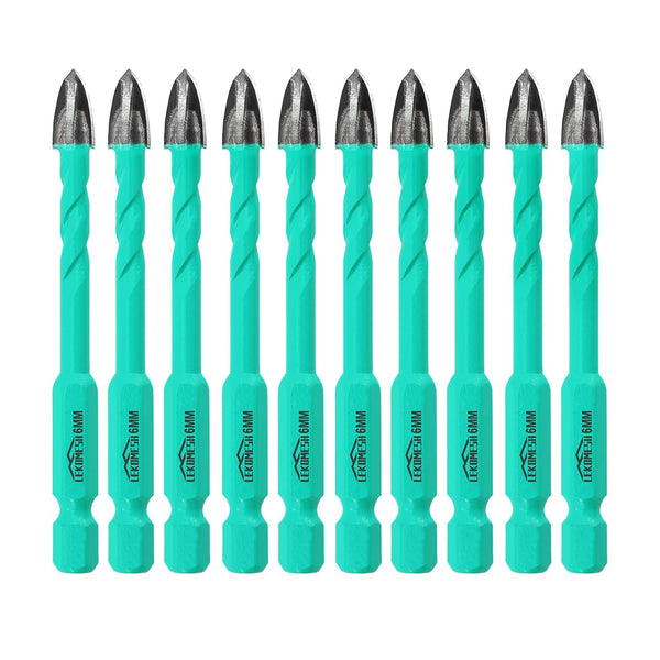 Masonry Concrete Drill Bits, 10pcs 1/4 Inch (6mm) Carbide Drill Bits for Wood, Plastic, Masonry, Ceramic Tile, Concrete