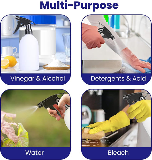 KREMORV 16oz/500ml Empty Spray Bottles HDPE Plastic Spray Bottle no Leak Mist Stream Empty Spray Bottle for Cleaning