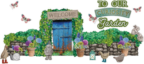 Eureka Welcome Classroom Bulletin Board Set, Curiosity Garden for Teachers, 50 Pieces