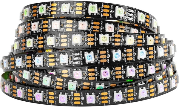 BTF-LIGHTING WS2812B IC RGB LED Strip,UL Listed,Pure Gold Wires,DC5V 16.4FT 300LED 5050SMD,Individually