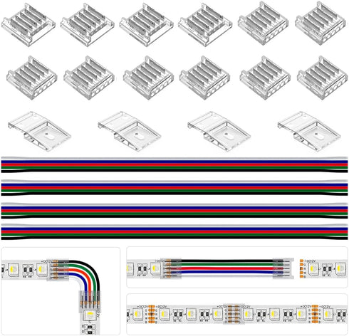 BTF-LIGHTING SMD 5 Pin 12mm Connector Kit, 8pcs Corner Connector and 4pcs Gapless Solderless Connector