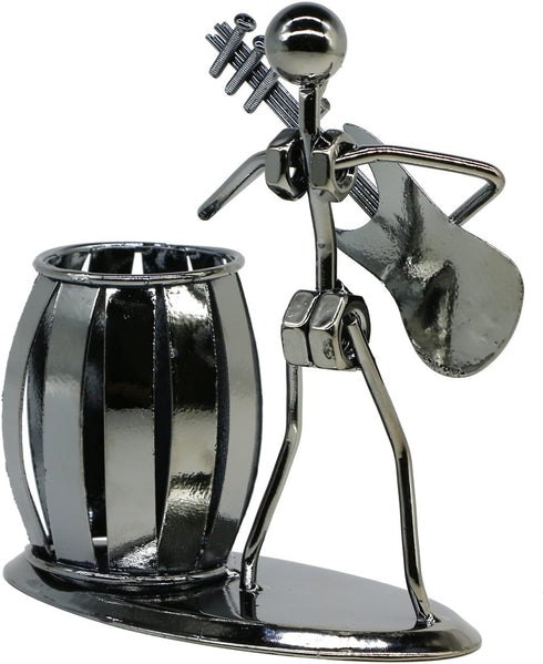 Guitar Pen Holder, Creative Desktop Accessories, Multipurpose Metal Desk Pencil Holder for Gifts and Office