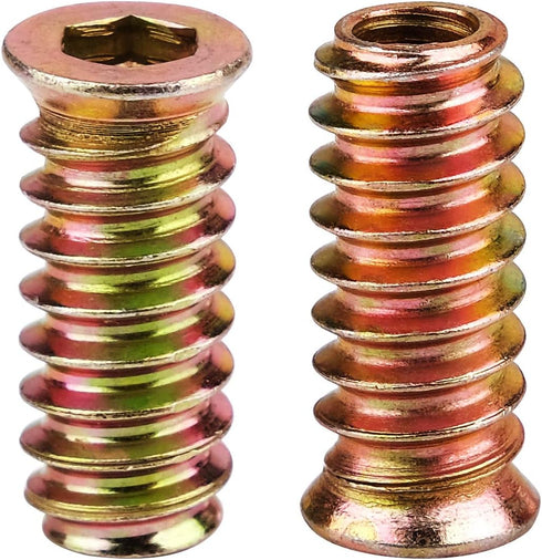 40Pcs Anwenk 1/4"-20 x 25mm Furniture Screw-in Nut, Threaded Wood Inserts with Hex Spanner