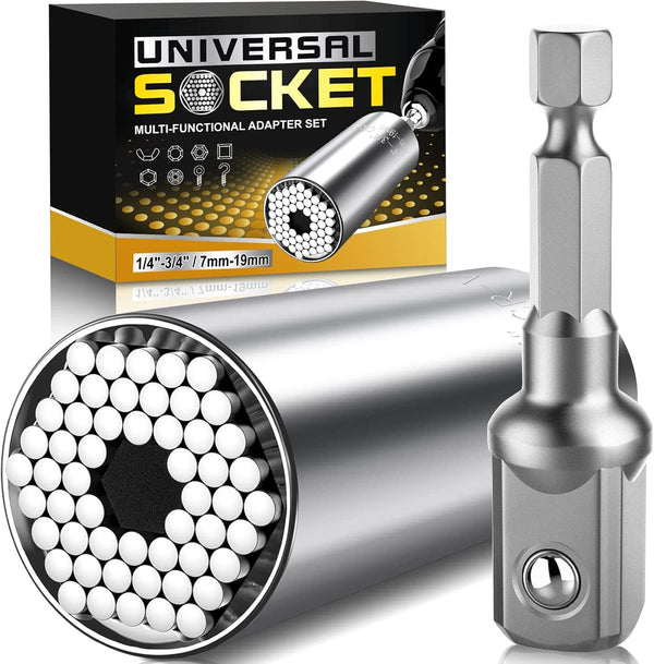 Universal Socket Super Socket Wrench Set with Power Drill Adapter (7-19mm) - Gifts for Men