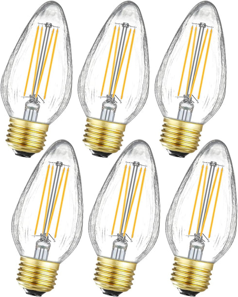 Leools E26 Vintage Edison Bulbs 8W Dimmable LED, Soft White 3000K, 800lm, 6 Pack