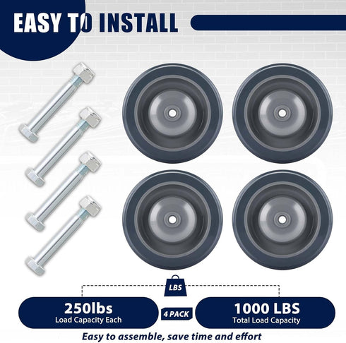 5" 4 Pack MAOPINER Shopping Cart Wheel Replacement Kit, Caster Wheels, Heavy Duty Stem Caster Wheels, Cart Wheels