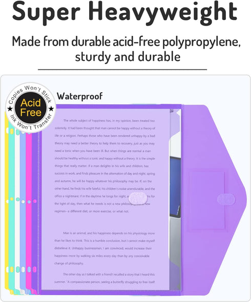 Forvencer Binder Pocket, 24 Pack Super Heavyweight Poly Binder Pocket with Hook and Loop Fasteners Closure, Letter
