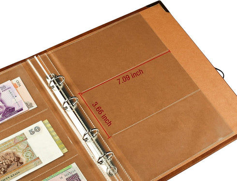 Ettonsun 10 Sheets 30 Pockets Paper Money Collection Pages, Currency Sleeves for Travel Bill Banknote Stamp Storage